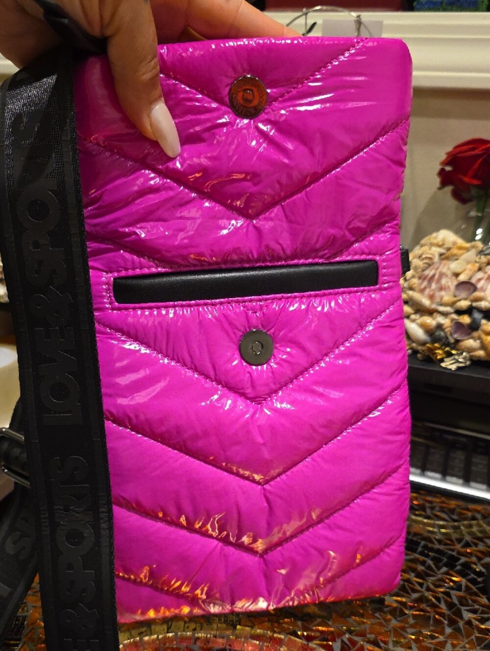 Hot Pink Quilted Crossbody Bag - Picture 2 of 6